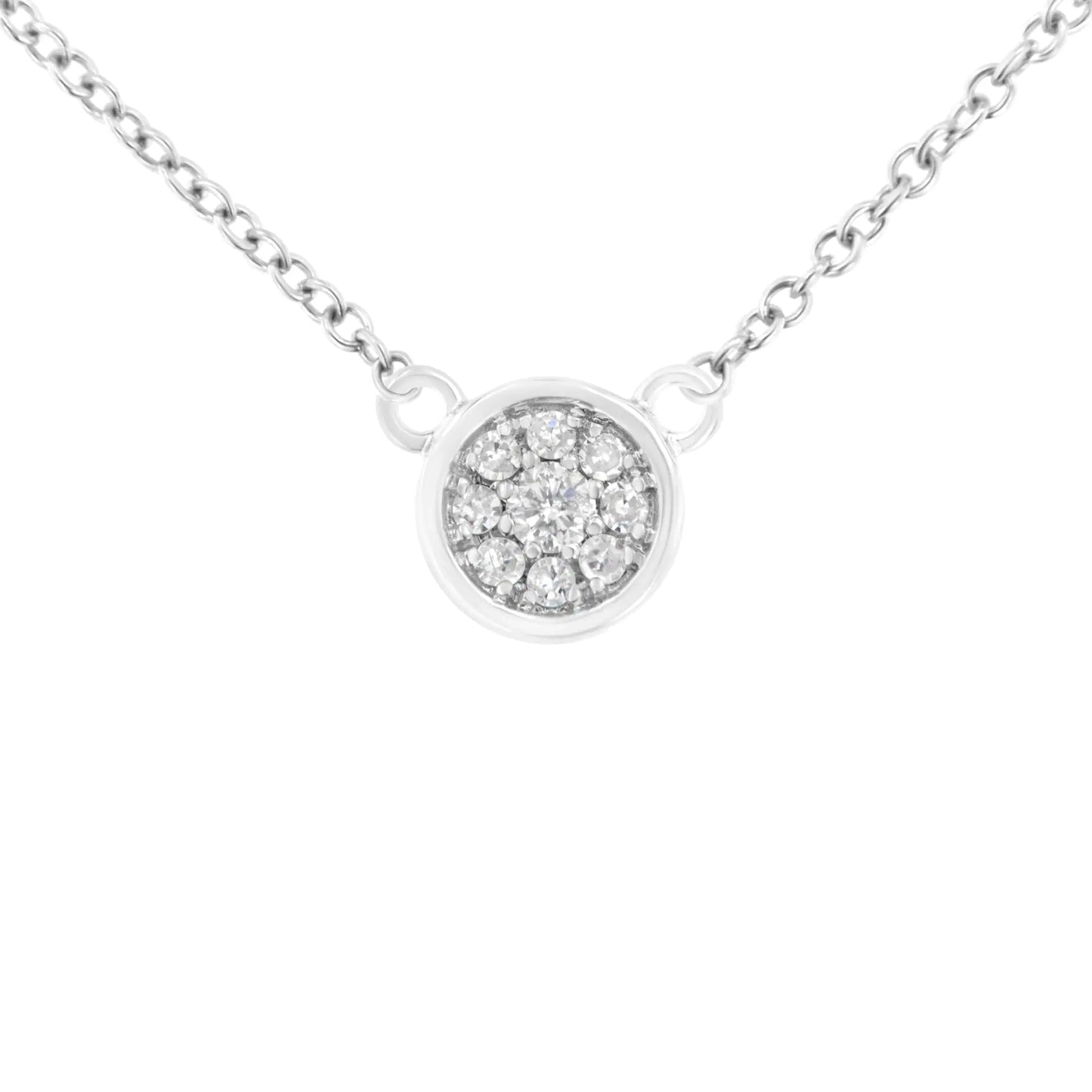 10K White Gold 1/4 Cttw Diamond Flower Pendant Necklace (I-J Color, I2-I3 Clarity) - Adjustable 16-18" chain