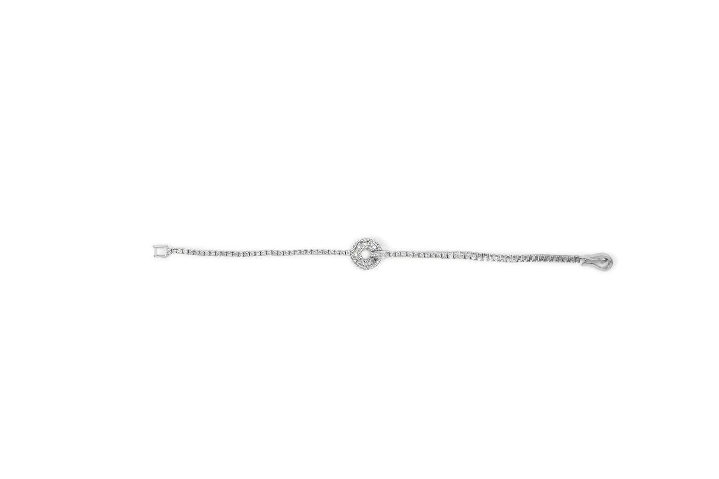 14K White Gold 2 1/2 Cttw Diamond 7" Classic Tennis Bracelet with Medallion Station (H-I Color, I1-I2 Clarity)