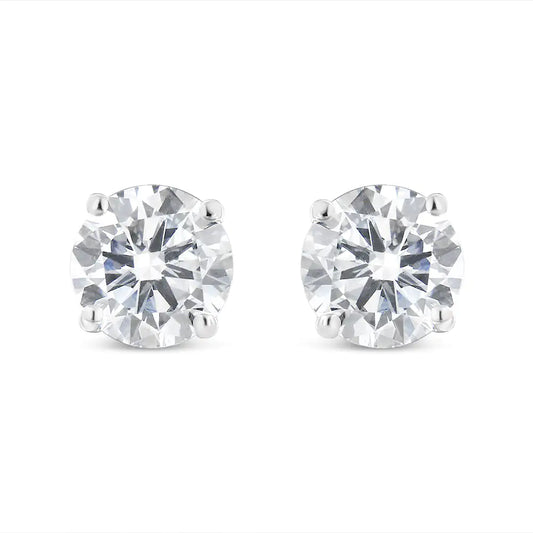 .925 Sterling Silver 1/4 Cttw Miracle Set Princess-cut Diamond Solitaire Stud Earrings (H-I Color, SI2-I1 Clarity)