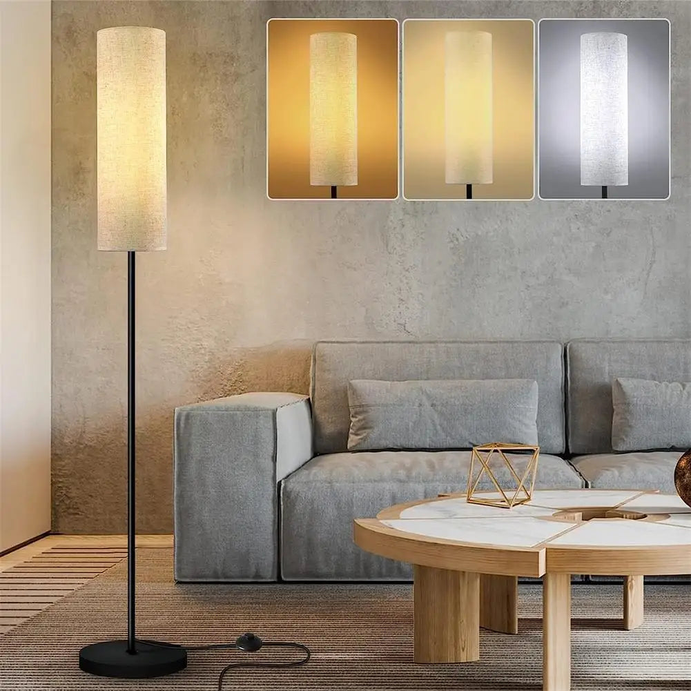 LED Floor Lamp with Linen Lampshade