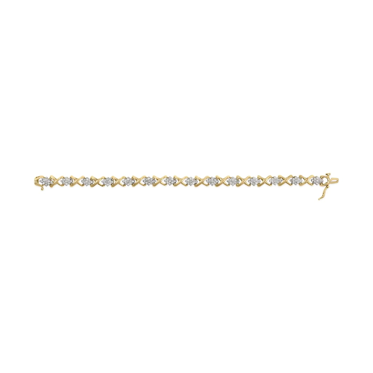 10k Yellow Gold Plated .925 Sterling Silver 2.00 Cttw Round-Cut Diamond Link 7" Bracelet (H-I Color, I2-I3 Clarity)