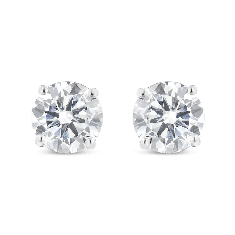 14k White Gold 1ct. TDW Solitaire Diamond Stud Earrings (I-J,I2)