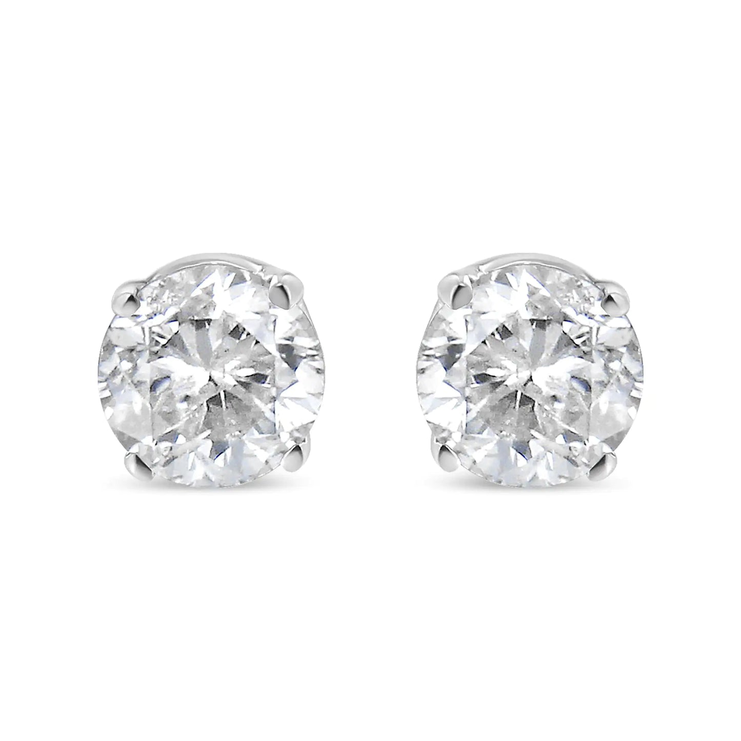 14K White Gold 5/8 Cttw Round Brilliant-Cut Lab Grown Diamond Classic 4-Prong Push back Stud Earrings (F-G Color, VS1-VS2 Clarity)